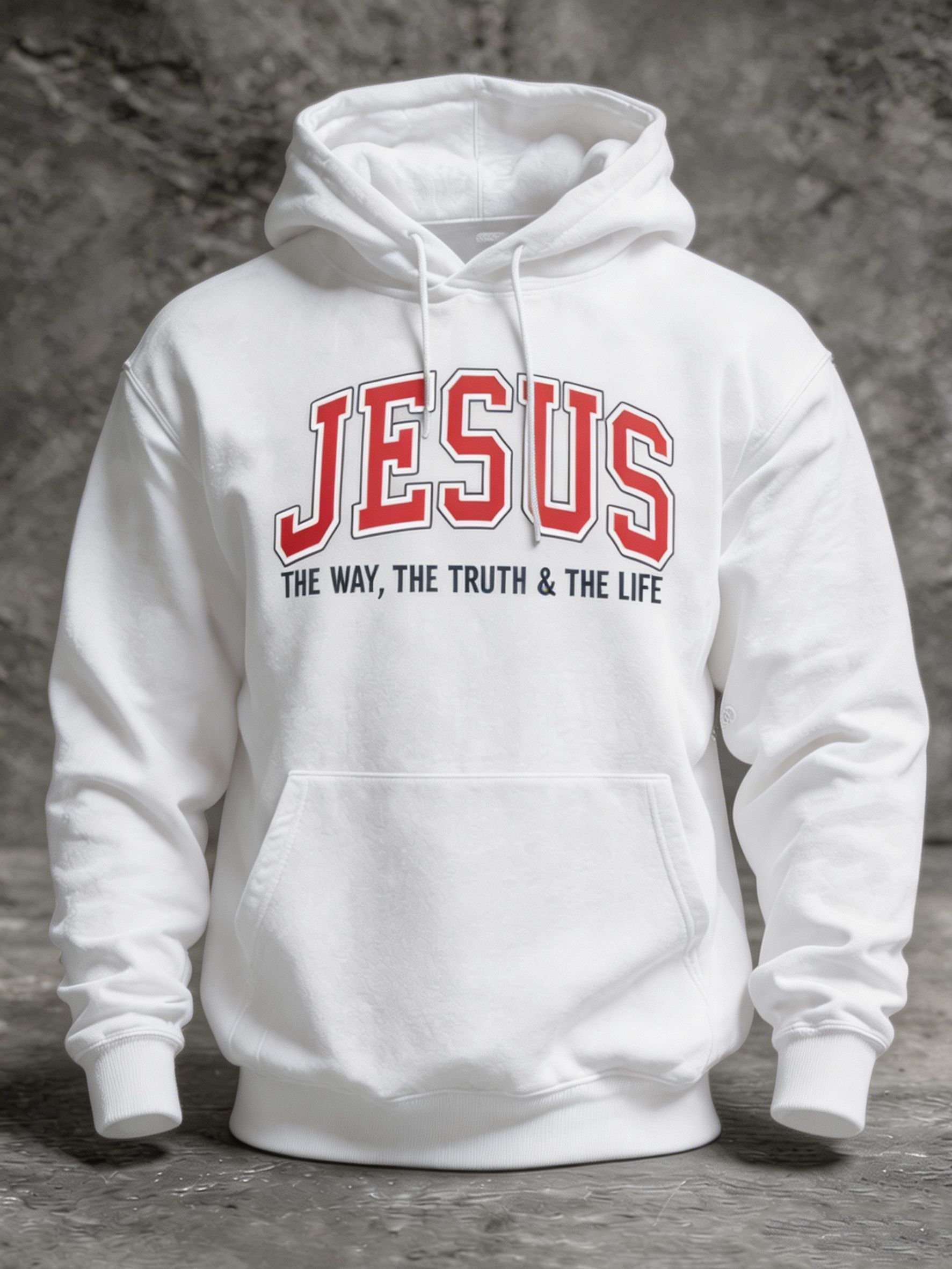 Retro Jesus Print Men'S Hooded Sweatshirt