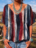 Women's Vintage Atr Print V-neck T-shirt