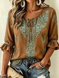 Women's Retro Floral Printed Casual Shirt