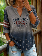 Women's Casual USA 250th Celebration Print Top