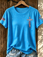 Women'S 250Th Anniversary Cross Printed Casual T-Shirt