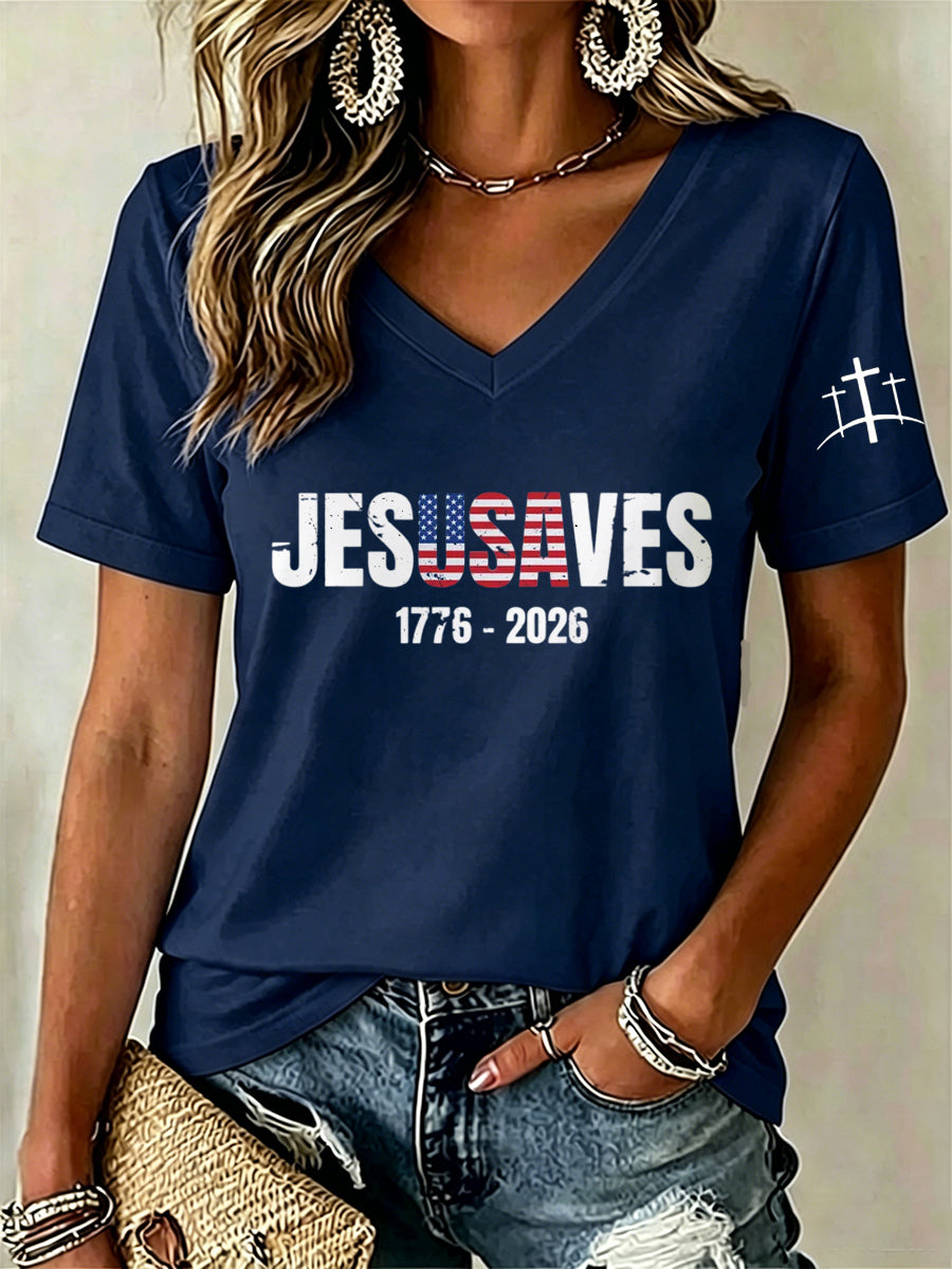 Women'S Jesus Saves  Print Printed T-Shirt