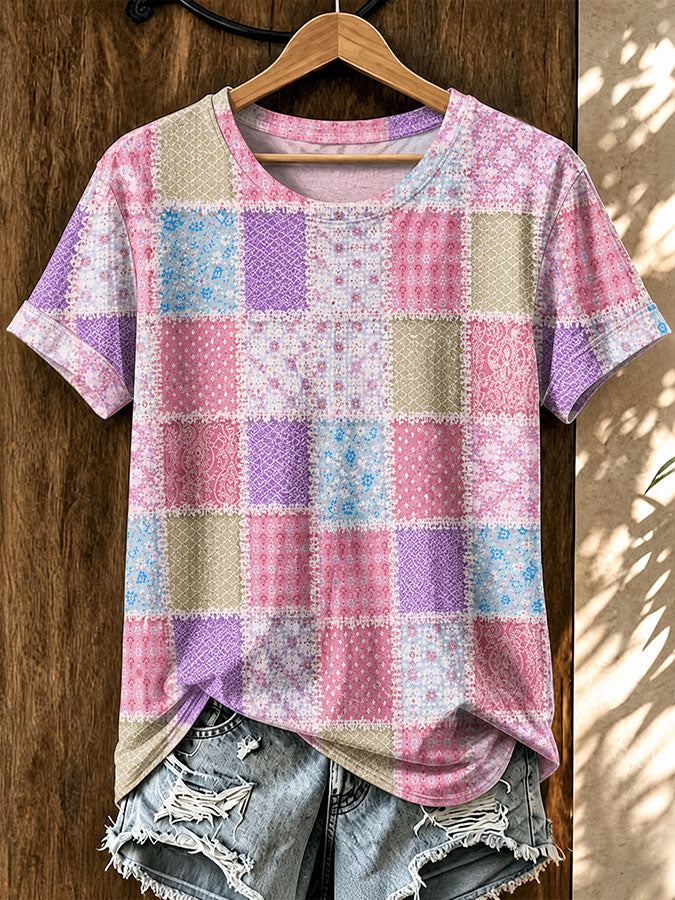Women's Retro Floral Printed T-shirt
