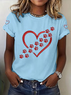 Women'S Paw Printed Casual T-Shirt