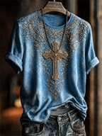 Vintage Floral Art Print Casual Short Sleeve T-shirt