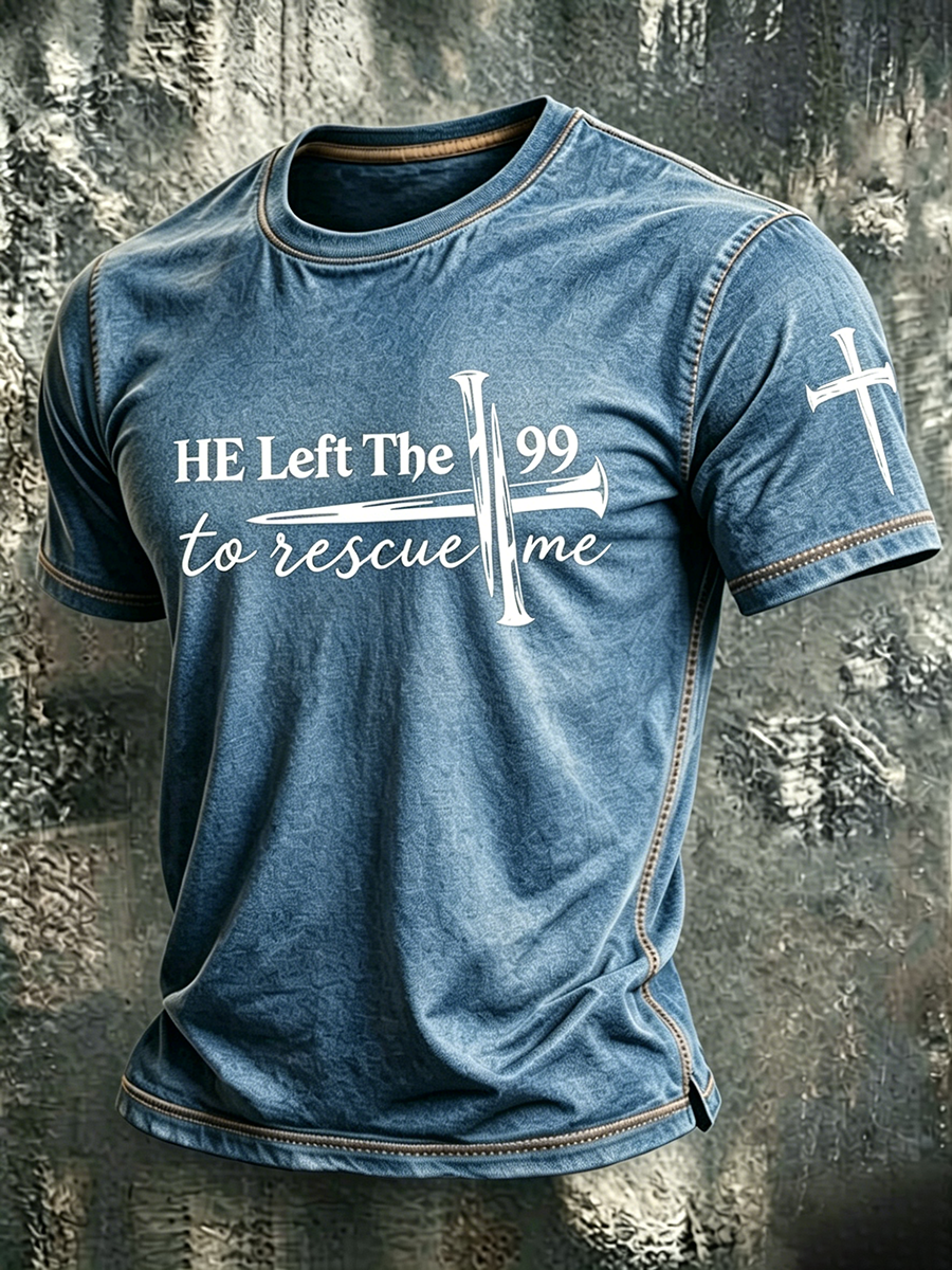 Jesus Cross Faith Commemorative Printed Round Neck T-Shirt