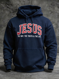 Retro Jesus Print Men'S Hooded Sweatshirt