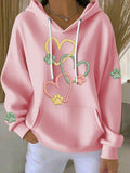 Women'S Dog Paw Print Hooded Sweatshirt