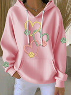 Women'S Dog Paw Print Hooded Sweatshirt