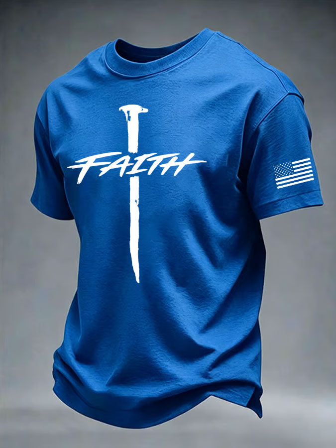 Men'S Faith Cross Printed Casual T-Shirt