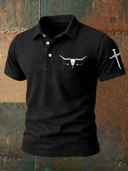 Men'S Western Cross Printed Polo Shirt