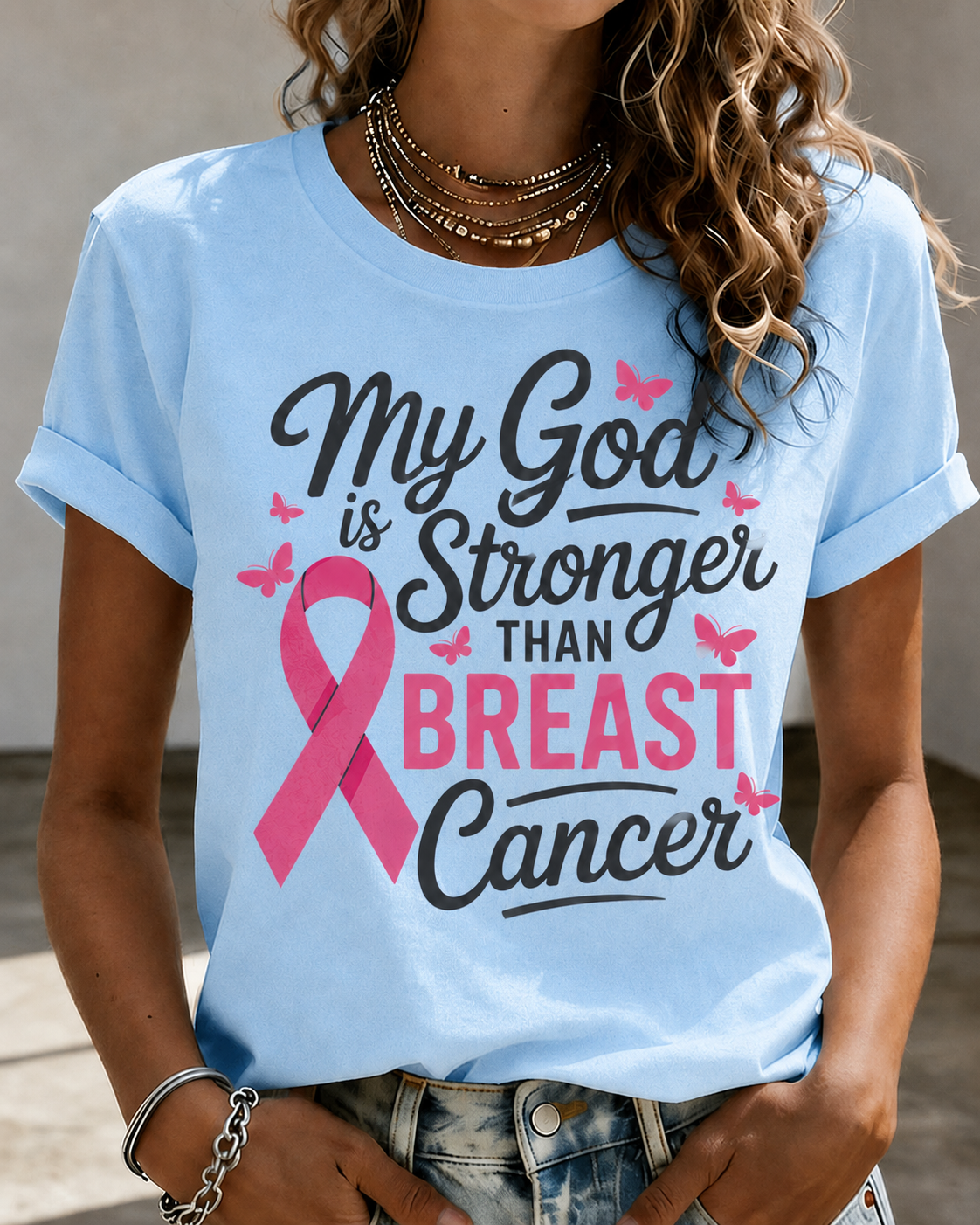 Women'S Belief In Breast Cancer Publicity Print Short Sleeve T-Shirt