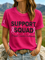 Women'S Support Squad Breast Cancer Awareness Waffle Short Sleeve T-Shirt