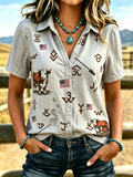 Women's Western-style Retro Print Shirt