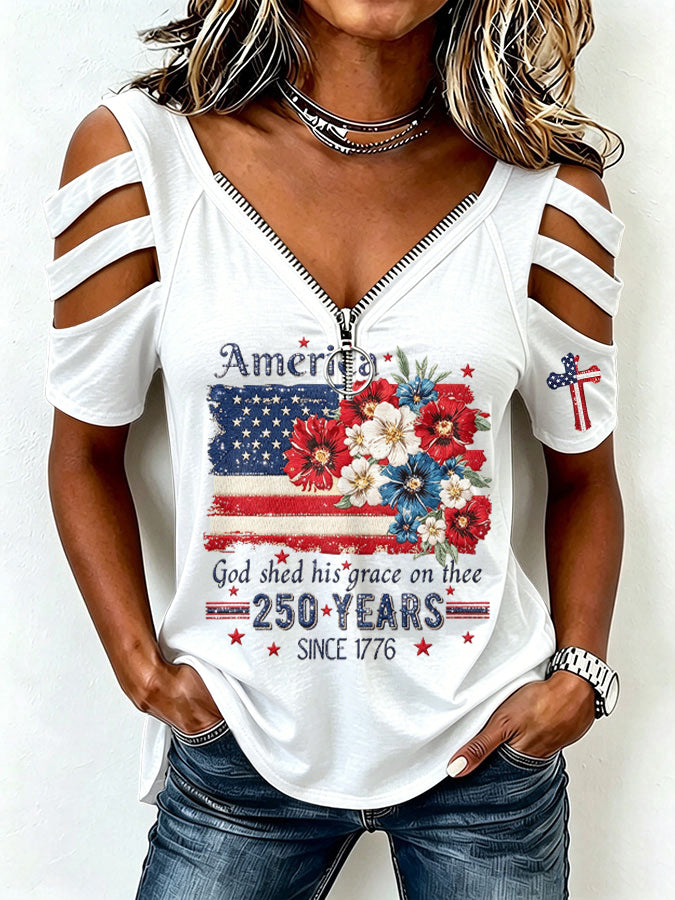 Women'S Casual Faith Hollow Patriotic T-Shirt
