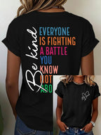 Women's Mental Health Slogan Print T-Shirt