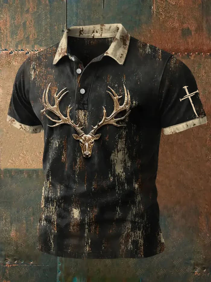 Men'S Western Cross Printed Polo Shirt