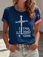 Women'S American 1 Cross+3 Nails 4 Given Printed Casual T-Shirt