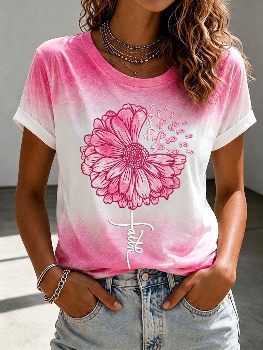 Women's Casual Breast Cancer Promotion Pink Art T-Shirt