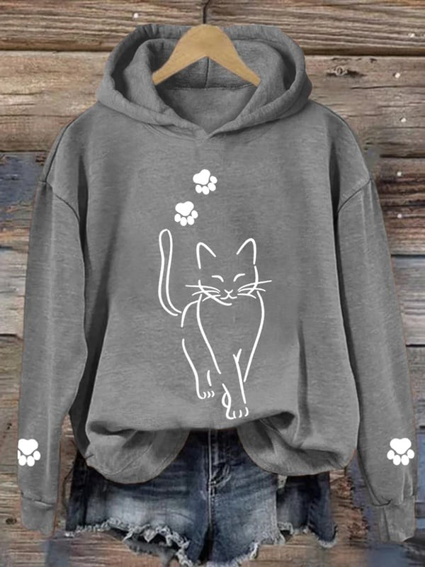 Women'S Cute Cat Graphic Cat Mom Casual Hoodie