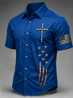 Men's Faith patriotic printed casual shirt
