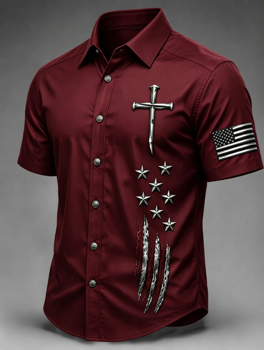 Men's Faith patriotic printed casual shirt
