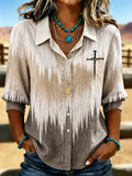 Western Style Cross Casual Bubble Sleeve Shirt