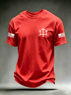 Men'S American Flag Cross Printed Short Sleeve T-Shirt