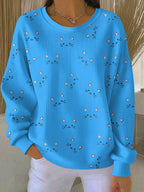 Women'S Cat Print Casual Texture Sweatshirt