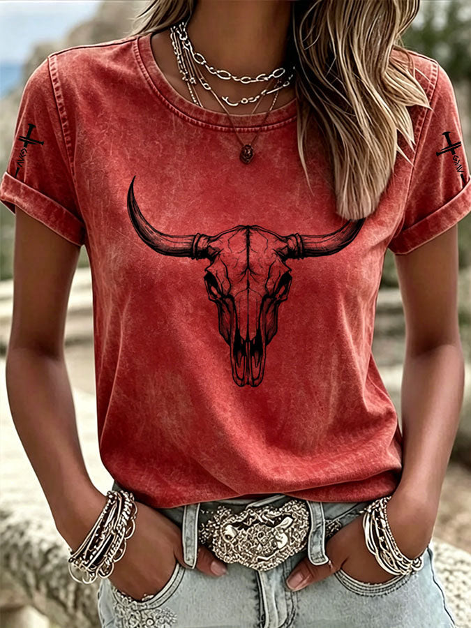 Women'S Western American Cross Casual T-Shirt