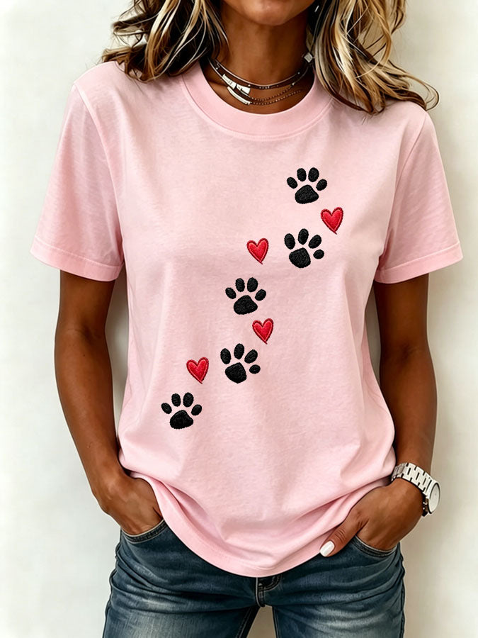 Women's Heart and Paw Print T-Shirt