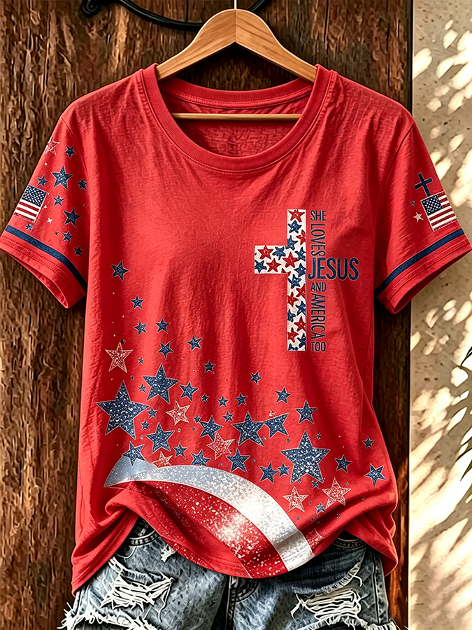 Women'S American 250 Cross Printed Short Sleeved Shirt