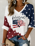 Women's Retro America Flag Faith Top
