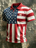 Men's American Red, White, and Blue Polo Shirt