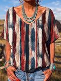Women's Vintage Atr Print V-neck T-shirt