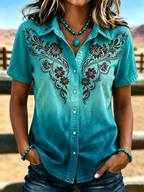 Women's Retro Ethnic Art Printed Shirt