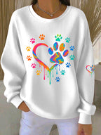 Women's Paw Print Casual Knitted Sweatshirt