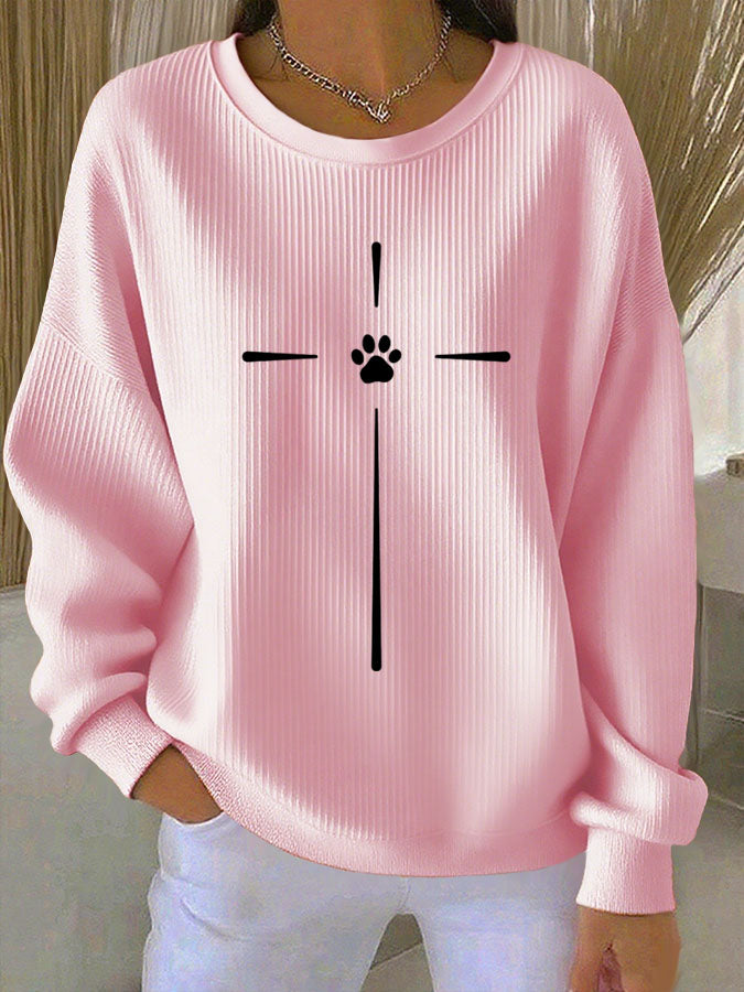 Women'S Paw Print Casual Sweatshirt