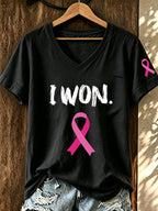 Women'S Breast Cancer Awareness Print T-Shirt
