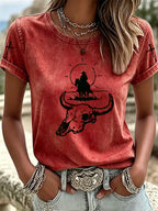 Women'S Western Style American Love Jesus Casual Round Neck T-Shirt