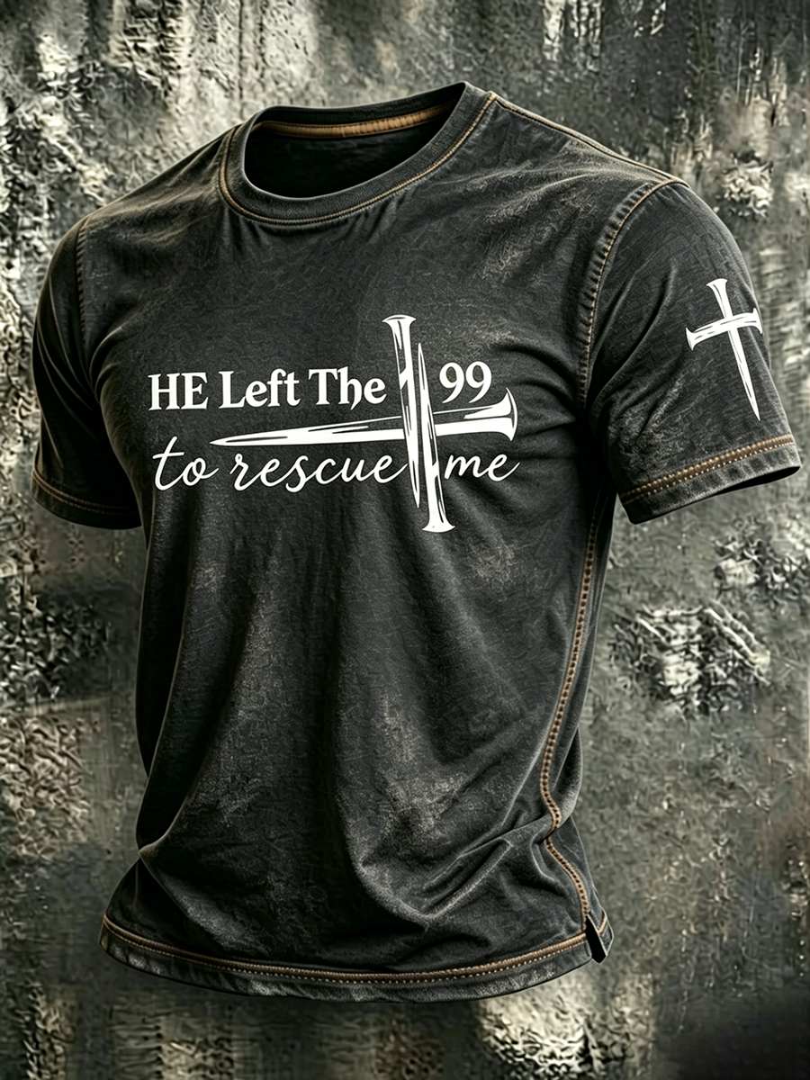 Jesus Cross Faith Commemorative Printed Round Neck T-Shirt