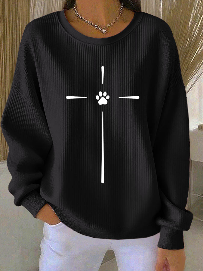 Women'S Paw Print Casual Sweatshirt