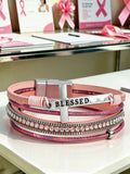 Breast Cancer Prevention And Control Propaganda Belief Cross Multi Layer Bracelet
