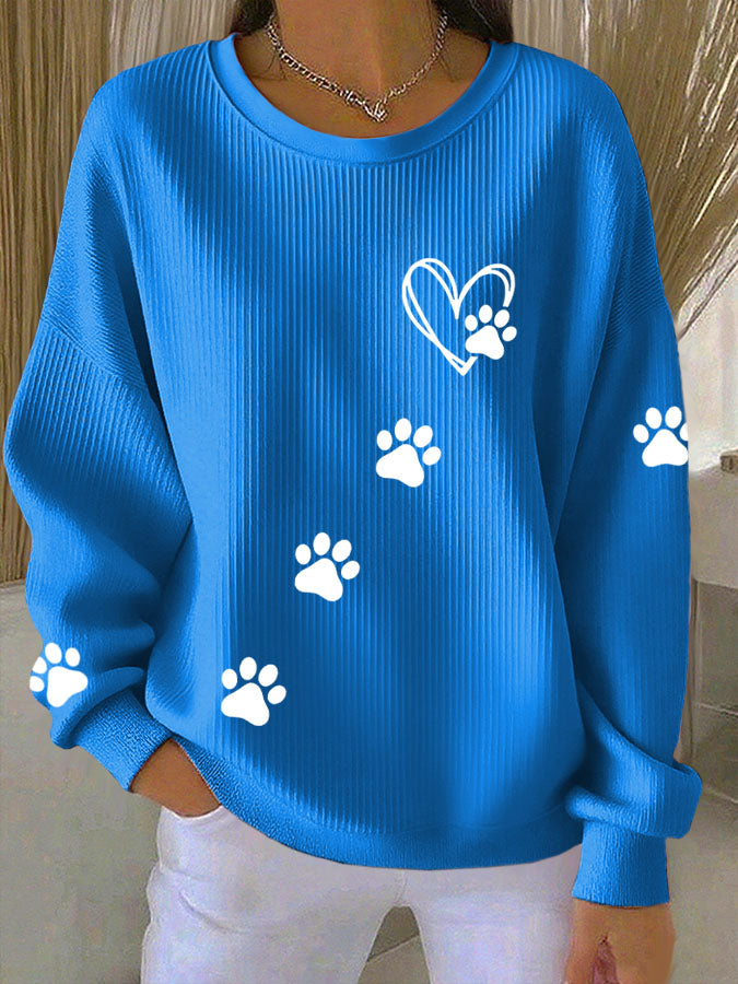 Women's Dog Paw Print Casual Sweatshirt