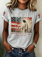 Faith In Jesus Slogan Slogan Commemorative Print Casual T-Shirt