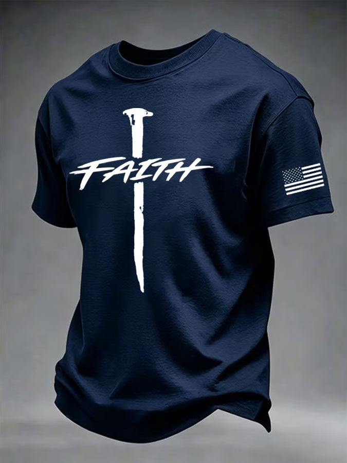 Men'S Faith Cross Printed Casual T-Shirt