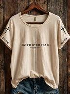 Women's Faith Over Fear Printed Casual T-shirt
