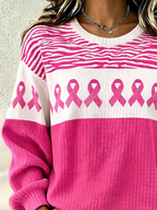 Women's Casual Breast Cancer Print Pullover Sweatshirt