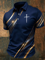 Men's Faith Cross Printed Casual Polo Shirt