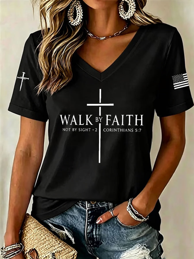 Women's Faith Print Top